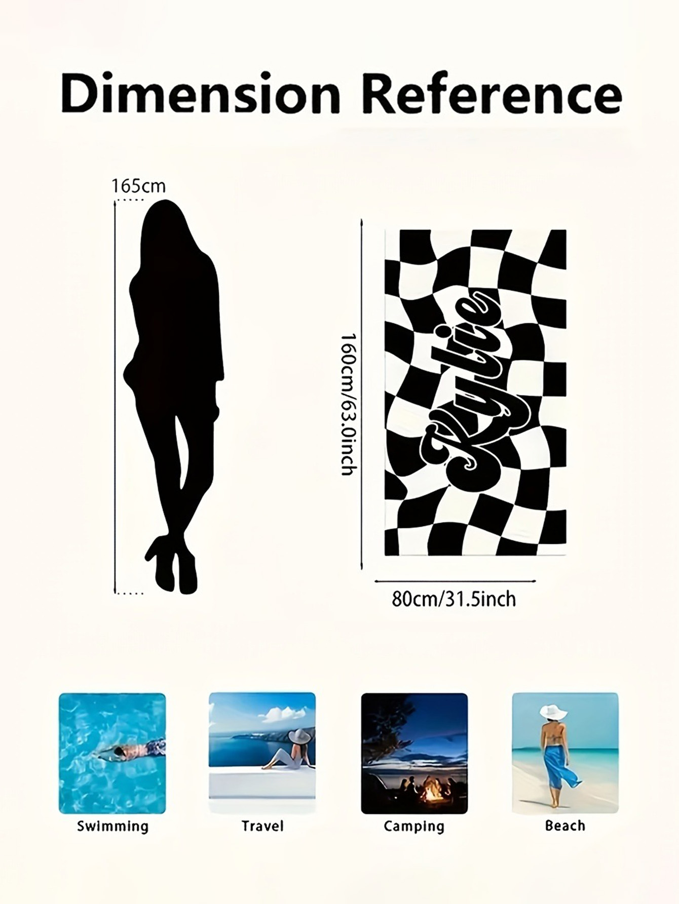 Checkered Text Personalized Beach Towel